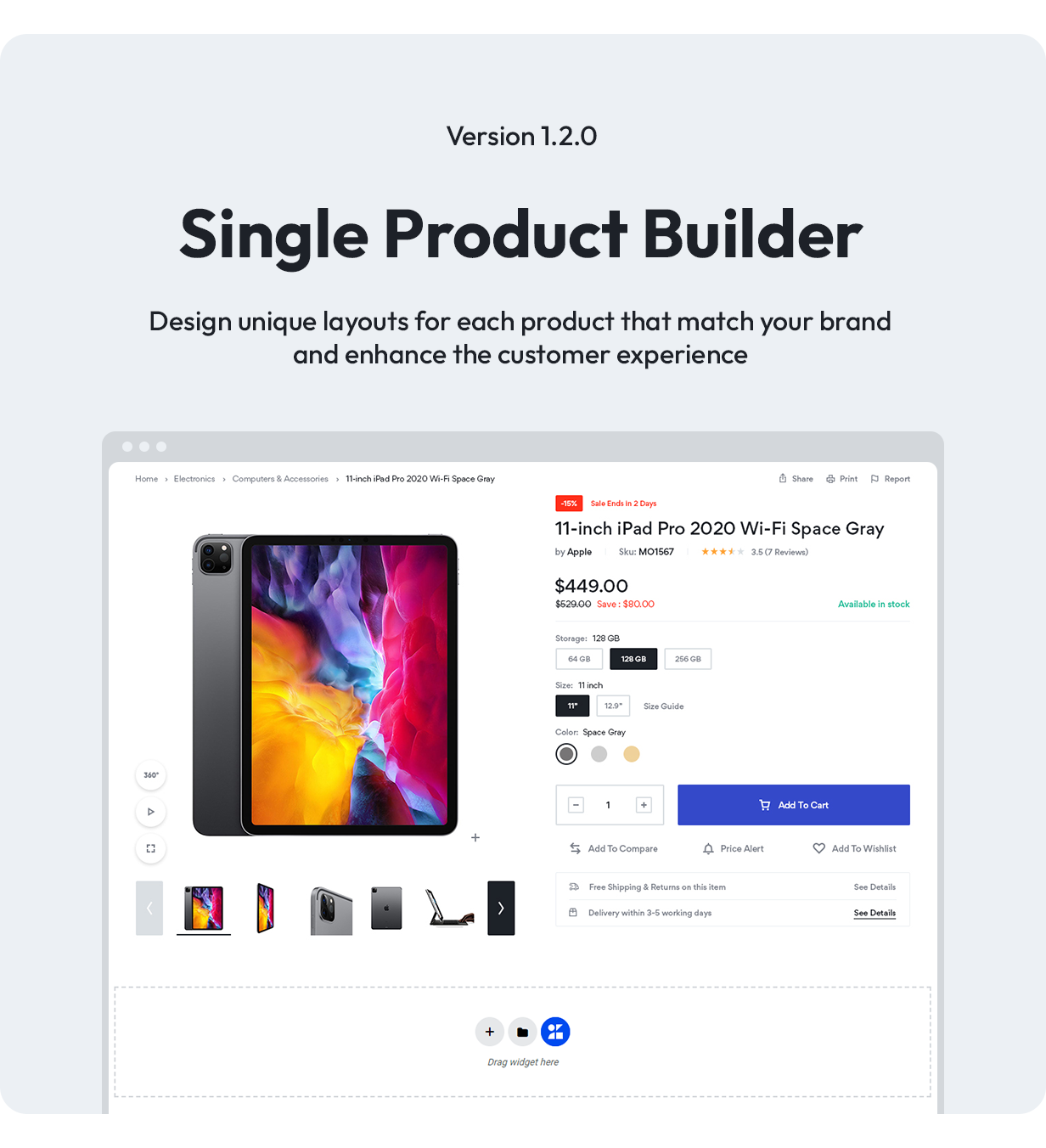 Motta WooCommerce theme - Product Page Builder
